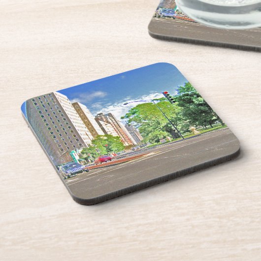 Een drukke Chicago vanmiddag Onderzetter (Linkerzijde)