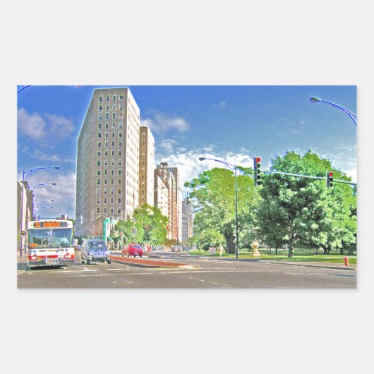 Een drukke Chicago vanmiddag Rechthoekige Sticker (Voorkant)