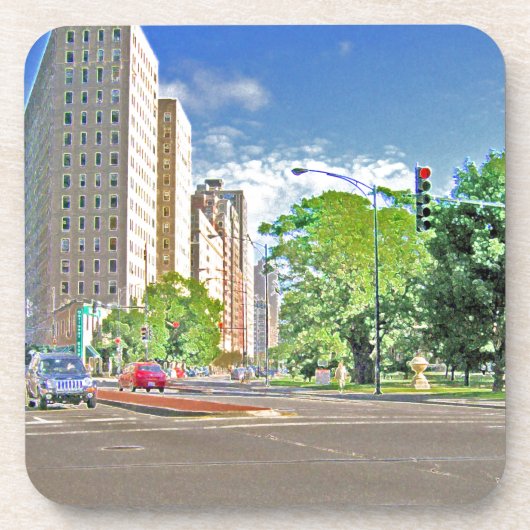 Een drukke middag in Chicago Onderzetter (Voorkant)