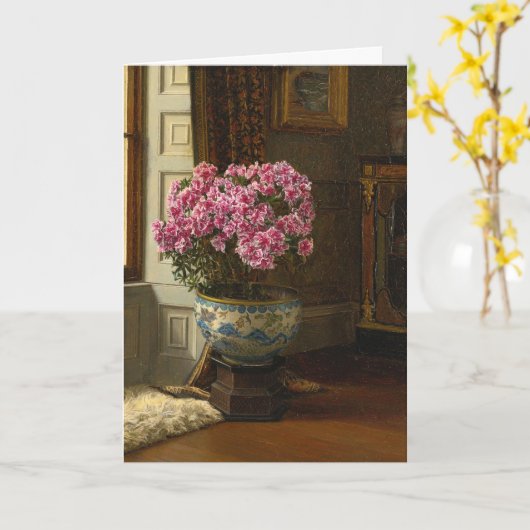 Een dubbelroze azalea | Jessica Hayllar Kaart (Gele Bloem)