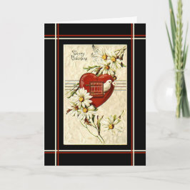 Een Duif hart rood, geel, zwart, Valentijn  Feestdagen Kaart