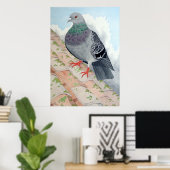 Een duif rust op een dak poster (Thuiskantoor)