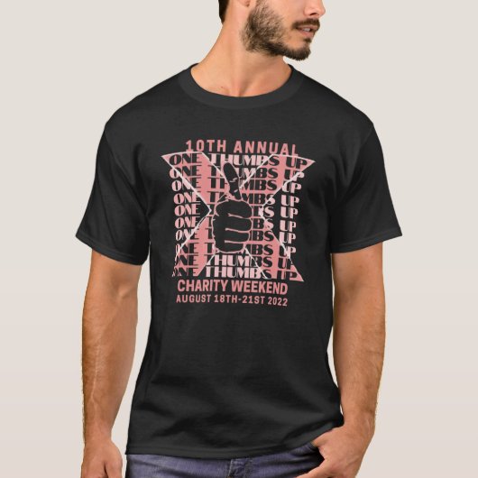 Eén duim omhoog X roze T-shirt (Voorkant)