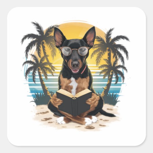 Een Duitse trekhond met een hoornbril Vierkante Sticker (Voorkant)