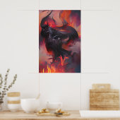 Een duivels monster komt tevoorschijn uit een zee  poster (Keuken)