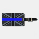 Een dun blauw lijnaansluiting bagagelabel (Voorkant horizontaal)