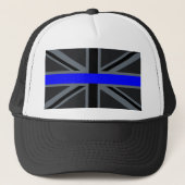 Een dun blauw lijnaansluiting trucker pet (Voorkant)