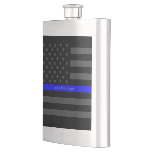 Een dunne blauwe lijn Verenigde Staten vlag Aangep Heupfles (Links)