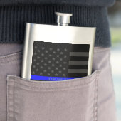 Een dunne blauwe lijn Verenigde Staten vlag Aangep Heupfles (Voorbeeld)