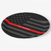 Een dunne rode lijn Amerikaanse vlag uw eigen gepe Papieren Bordje (Gekanteld)