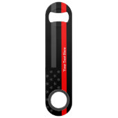 Een dunne rode lijn voor de VS - vlag voor persoon Speed Flessenopener (Voorkant)