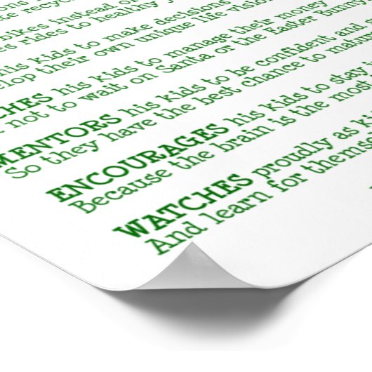 Een duurzame vader poster (Hoek)