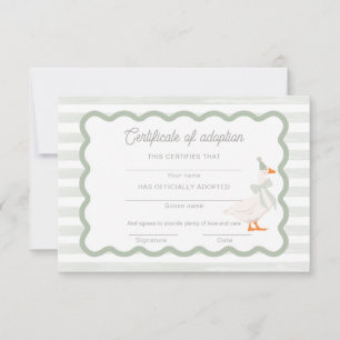Een Dwaas Gans Adopt a Knuffel Certificaatkaart Kaart