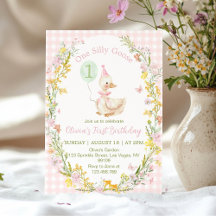 Eén Dwaas Gans Bloem Roze Meisje Verjaardag