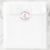 Eén Dwaas Gans Roze Boog 1e Verjaardag Ronde Sticker (Tas)