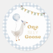Eén Dwaas Gans Verjaardag Ronde Sticker (Voorkant)