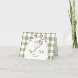 Eén Dwaas Gans Verjaardag Salie Gingham Bedankkaart