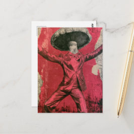 Een dwaas grappige retro dansende paddenstoel briefkaart