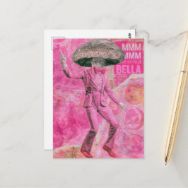 Een dwaas roze retro dansende bella paddestoel briefkaart