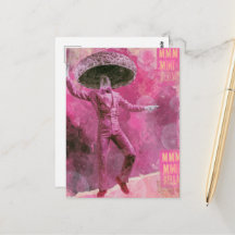 Een dwaas roze retro dansende paddestoel