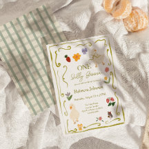 Eén Dwaze Gans Gingham Cottagecore Eerste Verjaard