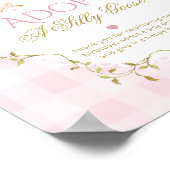 Eén Dwaze Gans Pink Gingham 1e Verjaardag Poster (Hoek)