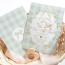 Eén Dwaze Gans Pistache Gingham 1e Verjaardag