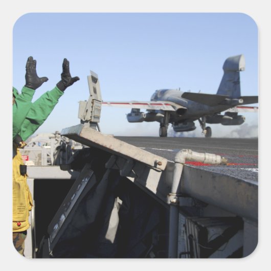 Een EA-6B-draagschroef uit de cockpit Vierkante Sticker (Voorkant)