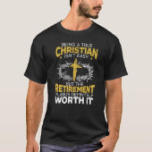 Een echt Christelijk zijn is niet gemakkelijk reli T-shirt (Voorkant)