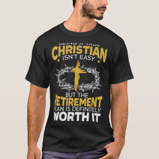 Een echt Christelijk zijn is niet gemakkelijk reli T-shirt (Voorkant)