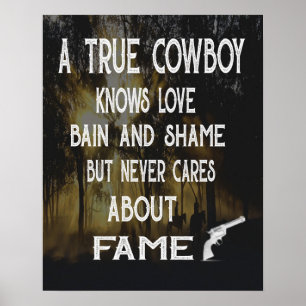 Een echt cowboy gezegde canvas poster