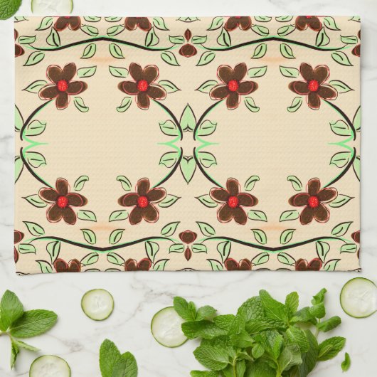 Een echt Fancy theedoek met rood en bruin (Gevouwen)