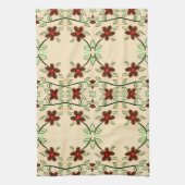 Een echt  Fancy theedoek met rood en bruin (Verticaal)