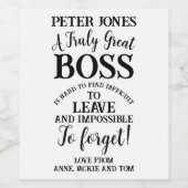 Een echt geweldig Boss wijnlabel Wijn Etiket (Enkel label)