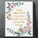 Een echt geweldige baas, bedankt fotoplaat<br><div class="desc">Een echt grote baas is moeilijk te vinden ... Bedankt Gift Boss Dank Kantoor decor - een geweldige prijsopgave - art prints op verschillende materialen. Een geweldig cadeauidee om je huis op te helderen. Koop ook dit kunstwerk op telefoonzaken, kleding, mokken, kussens en meer. Poster en kunst Afdrukken op kleding...</div>