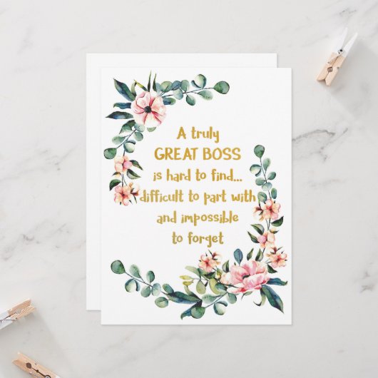 Een echt geweldige baas, bedankt kaart (Voorkant / Achterkant in situ)