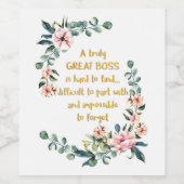 Een echt geweldige baas, bedankt wijn etiket (Enkel label)