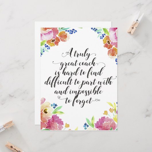 Een echt geweldige coach citaat Coach bedankcadeau Kaart (Voorkant / Achterkant in situ)