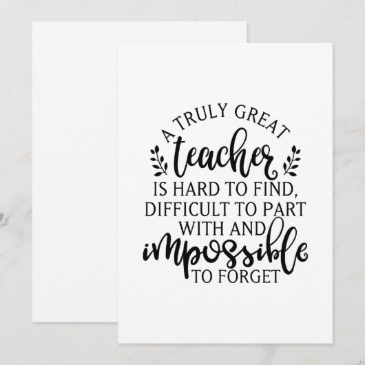Een echt geweldige leraar is moeilijk te vinden feestdagenkaart (Voorkant / Achterkant)