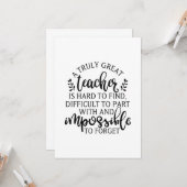 Een echt geweldige leraar is moeilijk te vinden kaart (Voorkant / Achterkant in situ)