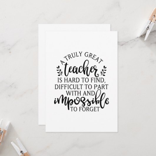 Een echt geweldige leraar is moeilijk te vinden kaart (Voorkant / Achterkant in situ)