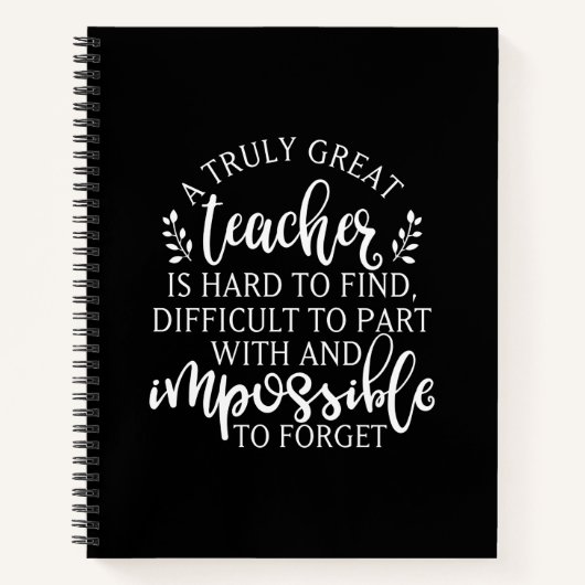 Een echt geweldige leraar is moeilijk te vinden notitieboek (Voorkant)