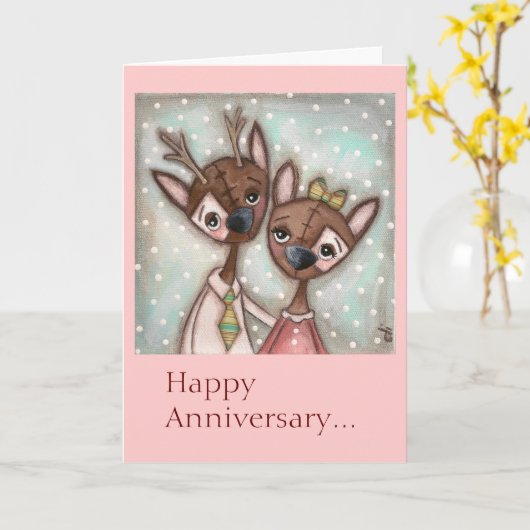 Een echt hertenstel - jubileumkaart kaart (Gele Bloem)