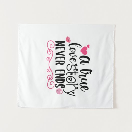 Een echt liefdesverhaal is nooit afgelopen wandkleed (Voorkant (horizontaal))