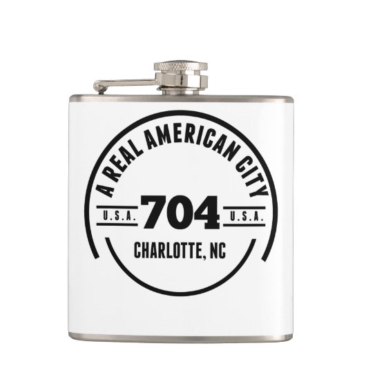 Een echte Amerikaanse City Charlotte NC Heupfles (Voorkant)