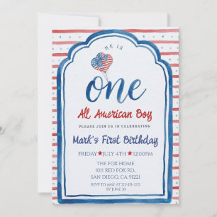 Een echte Amerikaanse jongen 4 juli eerste verjaar Kaart