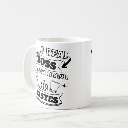 Een echte baas quote koffiemok (Voorkant links)