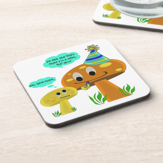 Een echte Fun-Guy-paddenstoel-Cartoon Bier Onderzetter (Linkerzijde)