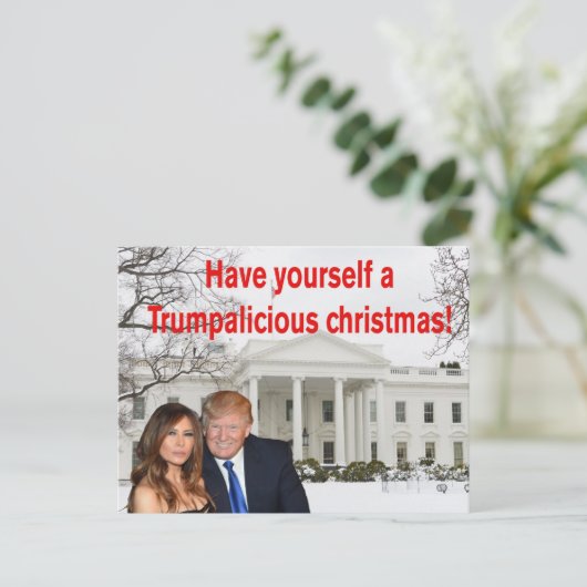 Een echte kerst van Donald en Melania Feestdagenkaart (Staand voorkant)