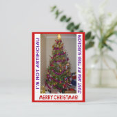 Een echte kerstboom feestdagenkaart (Staand voorkant)